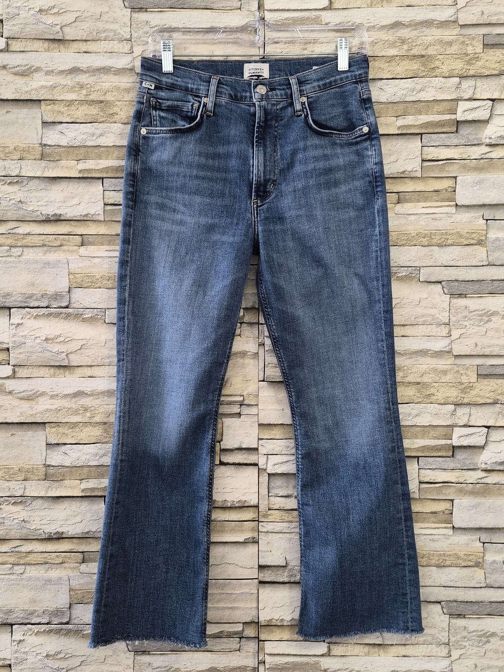 Citizens of Humanity Isola Cropped Bootcut Jeans Women's 27 Blue High Rise Raw